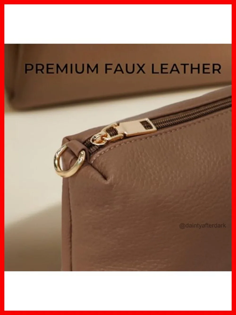Faux Leather Satchel Handbag with Crossbody Strap & Inner Pouch Fits Tablet